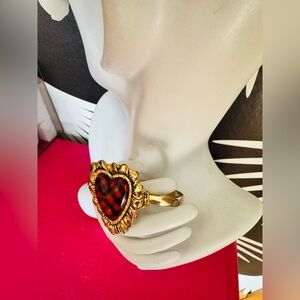 Authentic Betsey Johnson Red & Black Check Bangle Bracelet,